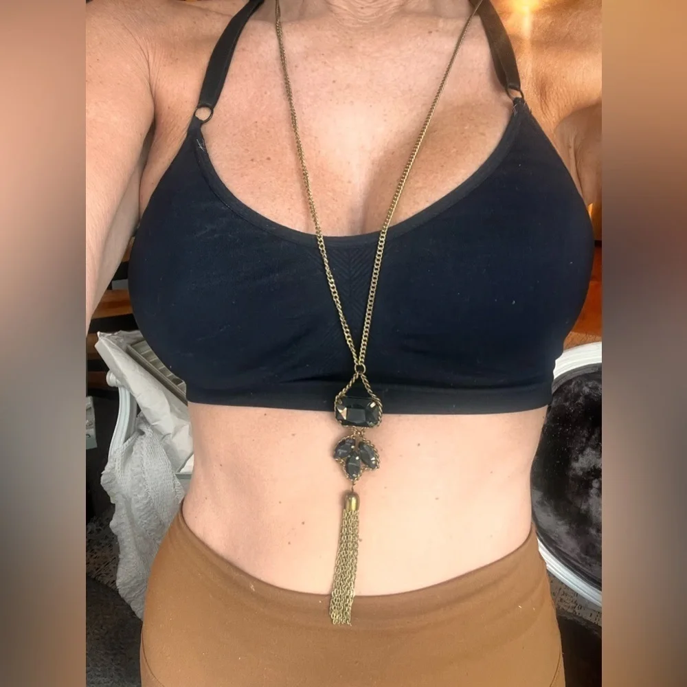 Vintage statement gold and black necklace and earrings set